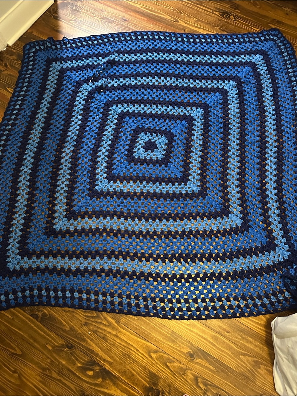 Handmade Blue Gradient Crochet Throw Blanket - Cozy Afghan